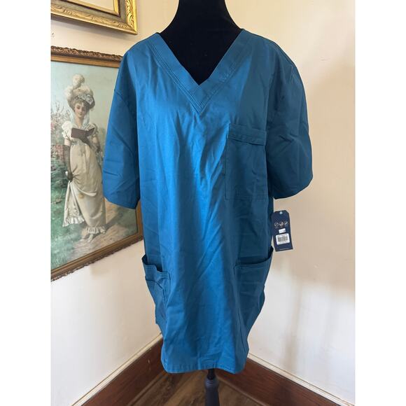 Cherokee Tops - NWT Cherokee Core Stretch Scrub Top Teal Unisex Large V-Neck 4725